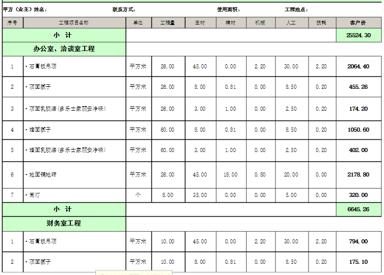 深圳厂房装修预算表